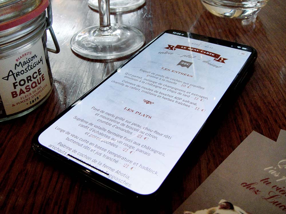 Création carte et menu de restaurant sur internet